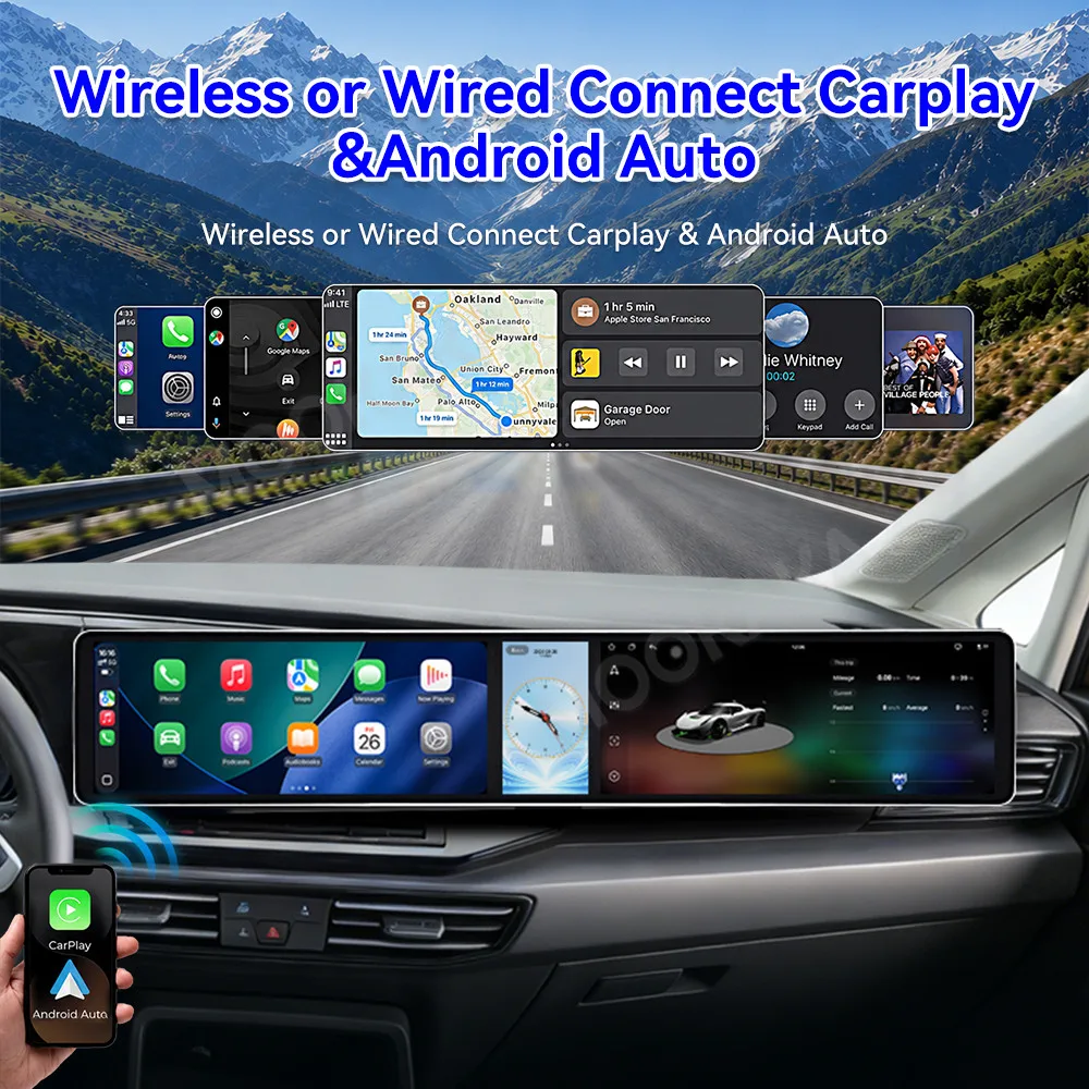 Android 15 Dual 12.3 Inch Triple Screen For Volkswagen Caddy 2019-2024 Auto Stereo Radio Multimedia Player GPS Navi CarPlay DSP