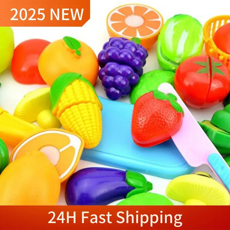 A49U 23 個シミュレーションキッチンカットフルーツおもちゃセット、子供のロールプレイングゲーム用の収納バスケット付きままごとセット