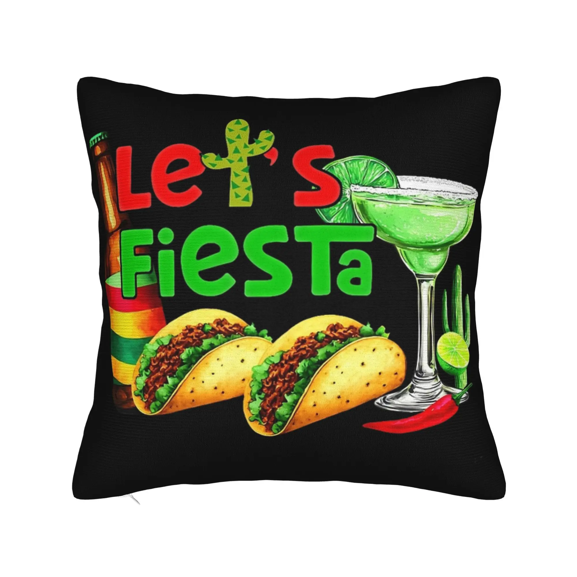 Decorative Pillowcase Let's Fiesta Cinco De Mayo  Stuff Home  Pillow Case Cover Square Multiple Sizes