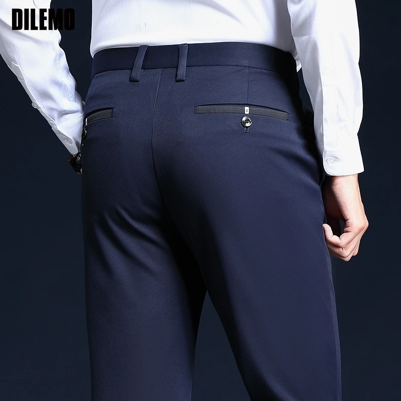 

\Top Grade Wrinkle Free New Fashion Suit Pant Straight Business Trousers For Men Dress Pants Regular Fit Trousers Men's Clothing