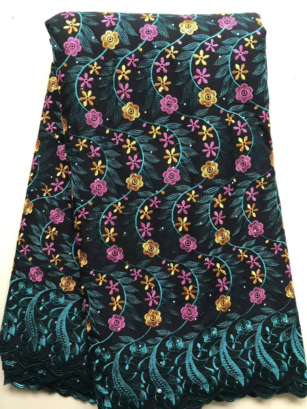 Swiss Voile Lace In Switzerland 2026 High Quality 5Y African Cotton Lace Fabric Crystals Nigerian Embroidered Dress for Women