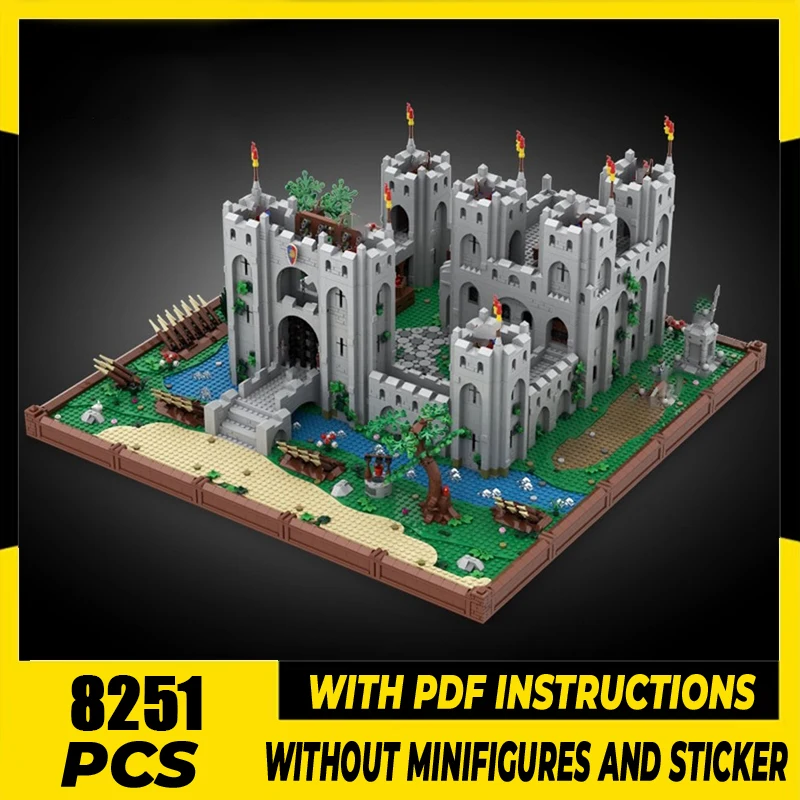 

Castle Model Moc Building Blocks Twin Tower Gatehouse Fortress Building Bricks Model DIY Assembly Construction Toy Holiday Gift