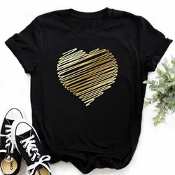 Cotton  100% Women's Love Letters Simple Trend Cute Fashion Round Neck T-shirt Short Sleeve Blouse T-shirt Tops Graphic T Shirts