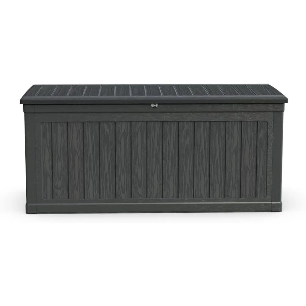 

Large Outdoor Storage Deck Box or Patio urniture, Cushions, Garden Tools and Sports Equipment – Weather-Resistant Resin with Sec