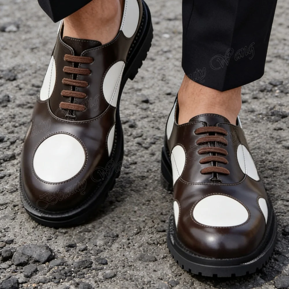 Braune Runde Herrenschuhe mit Rundem Vorderteil, Kreuzgebunden, aus Mattem Leder, Hohe Schuhe für Männer, Zapatos Para Hombres