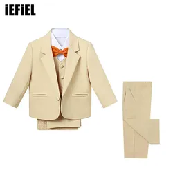 Kid Boy Clothes Gentleman Suit Vest+Shirt+Pants+Bow Tie+Blazer 5Pcs Formal Suits Infant Children Birthday Wedding Party Outfits