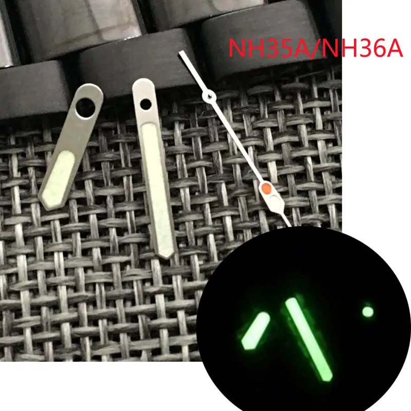 

Серебряные стрелки часов подходят для NH35 NH36 C3, зеленые светящиеся аксессуары с автоматическим механическим механизмом