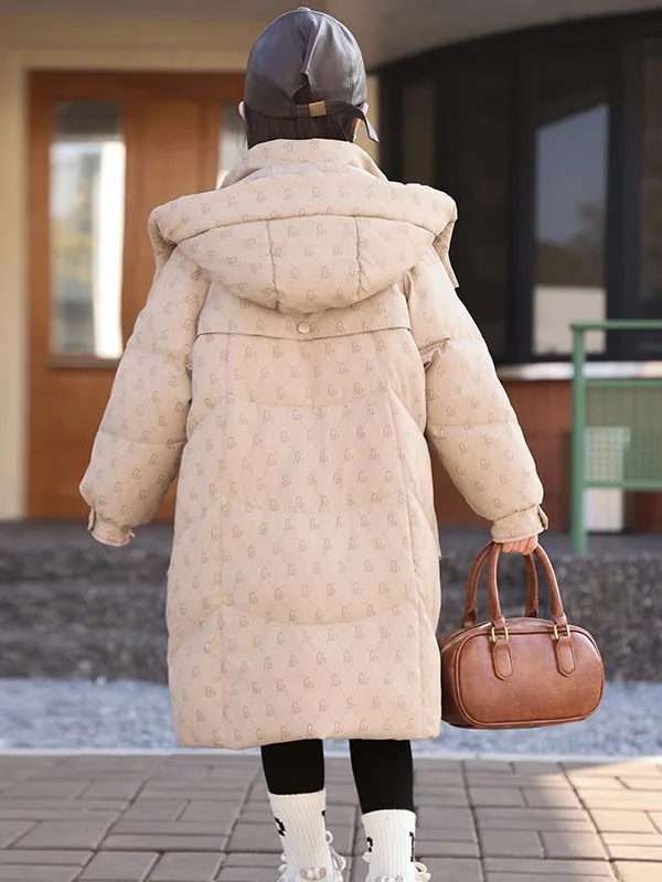 OLEKID 2025 سترة شتوية لفتاة مقنعين سميكة الدافئة طويلة في سن المراهقة ملابس خارجية معطف 5-14 سنة الاطفال فتاة سترة الزي