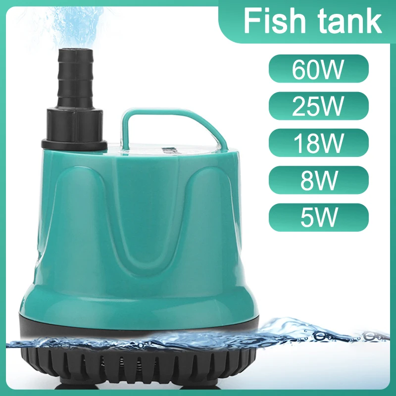 220V 240V 360 Degree Fish Tank Submersible Water Pump Aquarium Bottom Silent Filter Suction Feces Pump Fountain Waterfall Pump