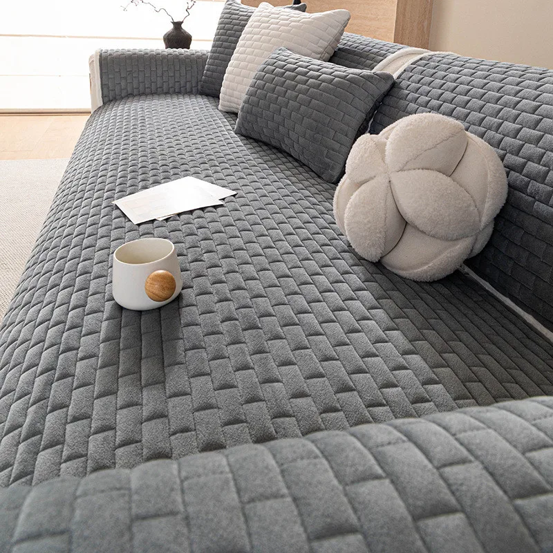 1Pcs Anti Cat Scratch Sofa Cover Solid Color Thick Warm Anti Slip Furniture Protector Home Decoration