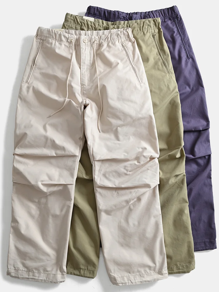 

2025 Spring and Autumn New American Twill Outdoor Drawstring Wide-leg Cargo Pants Men's Washed Fashion Loose Casual Pants