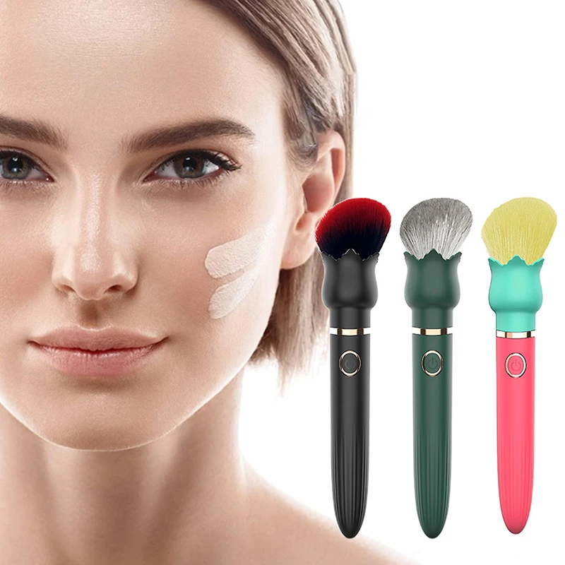 Oplaadbare elektrische make-upborstel - Wasbare vibratie Foundation Blush Loose Powder Beauty Tool voor cosmetica