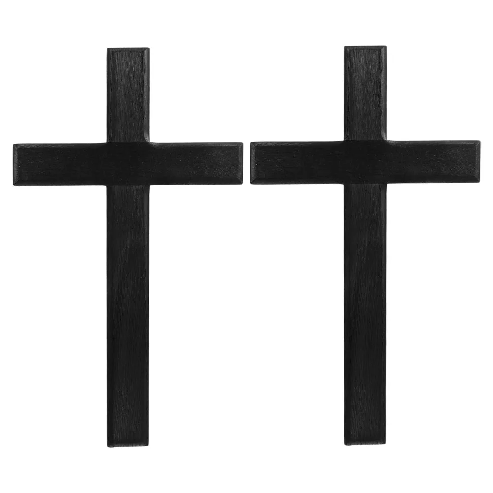 

2 Pcs Crafts Cross Ornaments Baby Rustic Decor Pine Wood Decorative Crosses Wall