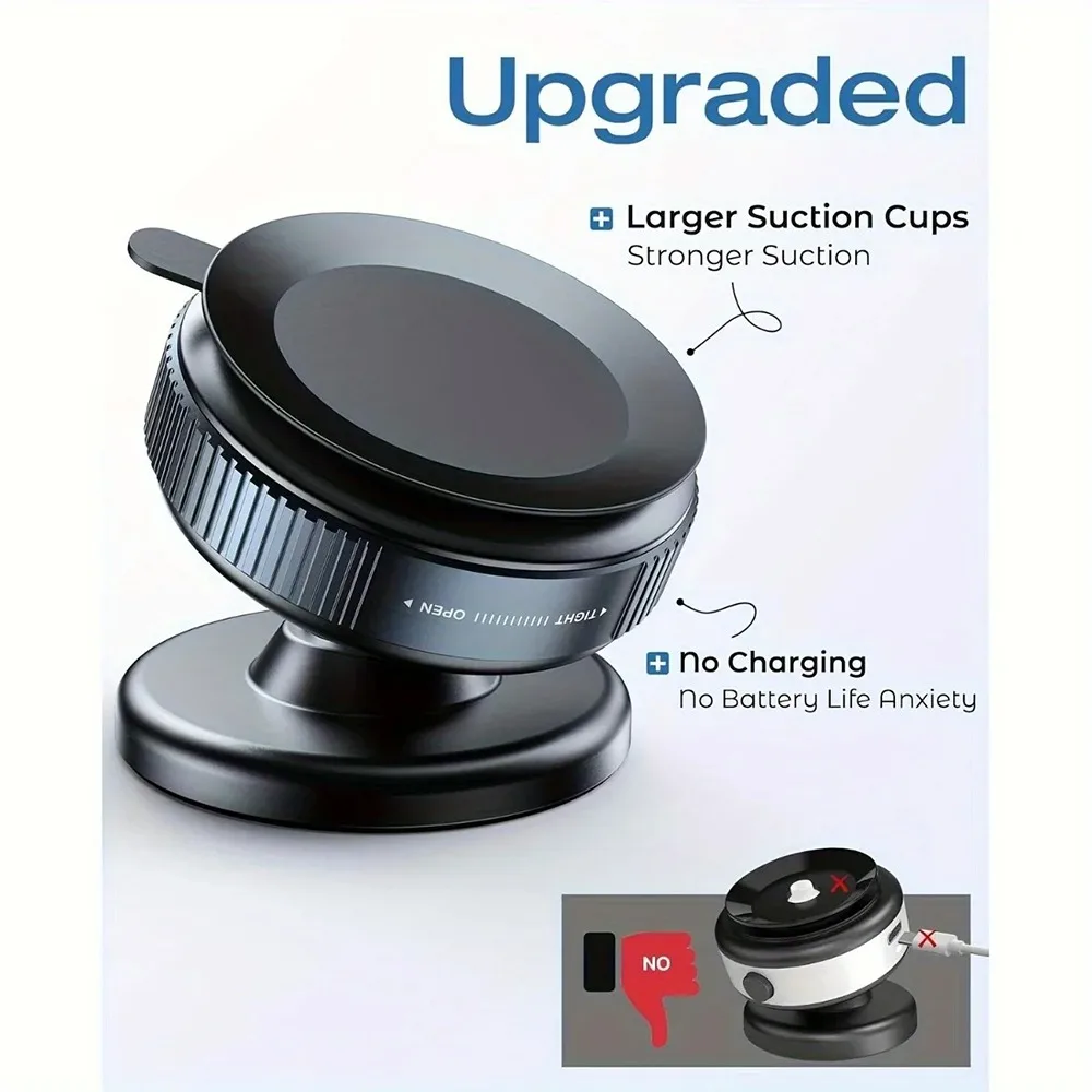 Suporte Universal para Telefone de Carro Dobrável 360 °   Suporte Magnético Ajustável com Sucção a Vácuo para iPhone, Carro, Mesa e Smartphones