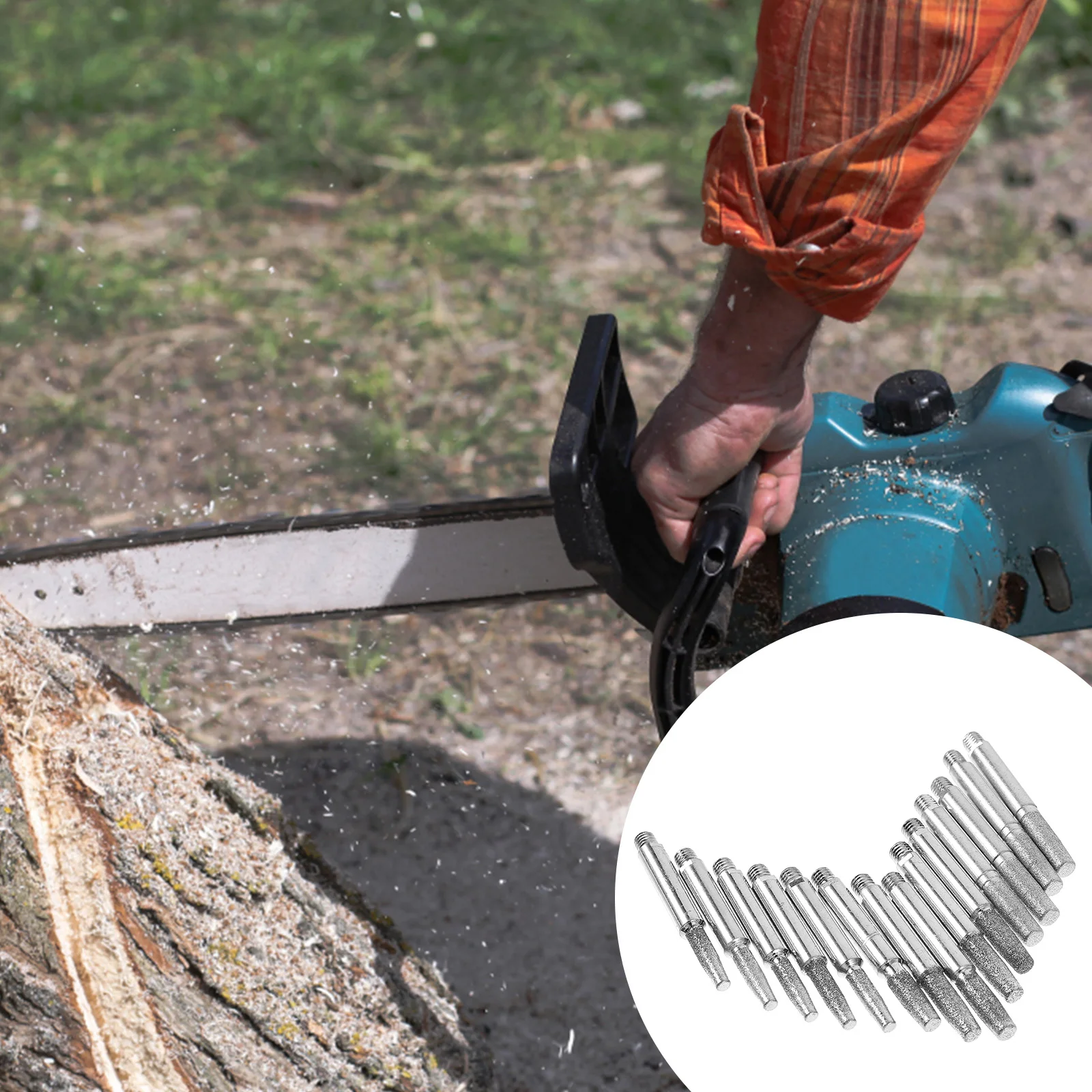 

12pcs Chainsaw Grinding Stones 4.8mm Corundum Sharpener Tools Round Burrs for Chainsaw Sharpening Kit Diamond Files