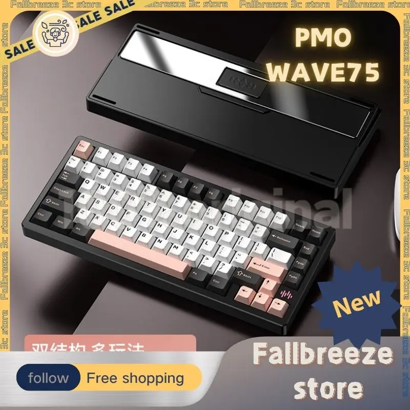 PMO WAVE75 Mechanical Gamer Keyboards 3Mode Keyboard 2.4G Wireless Bluetooth RGB PBT Keycaps Esports Gaming Keyboards Customize