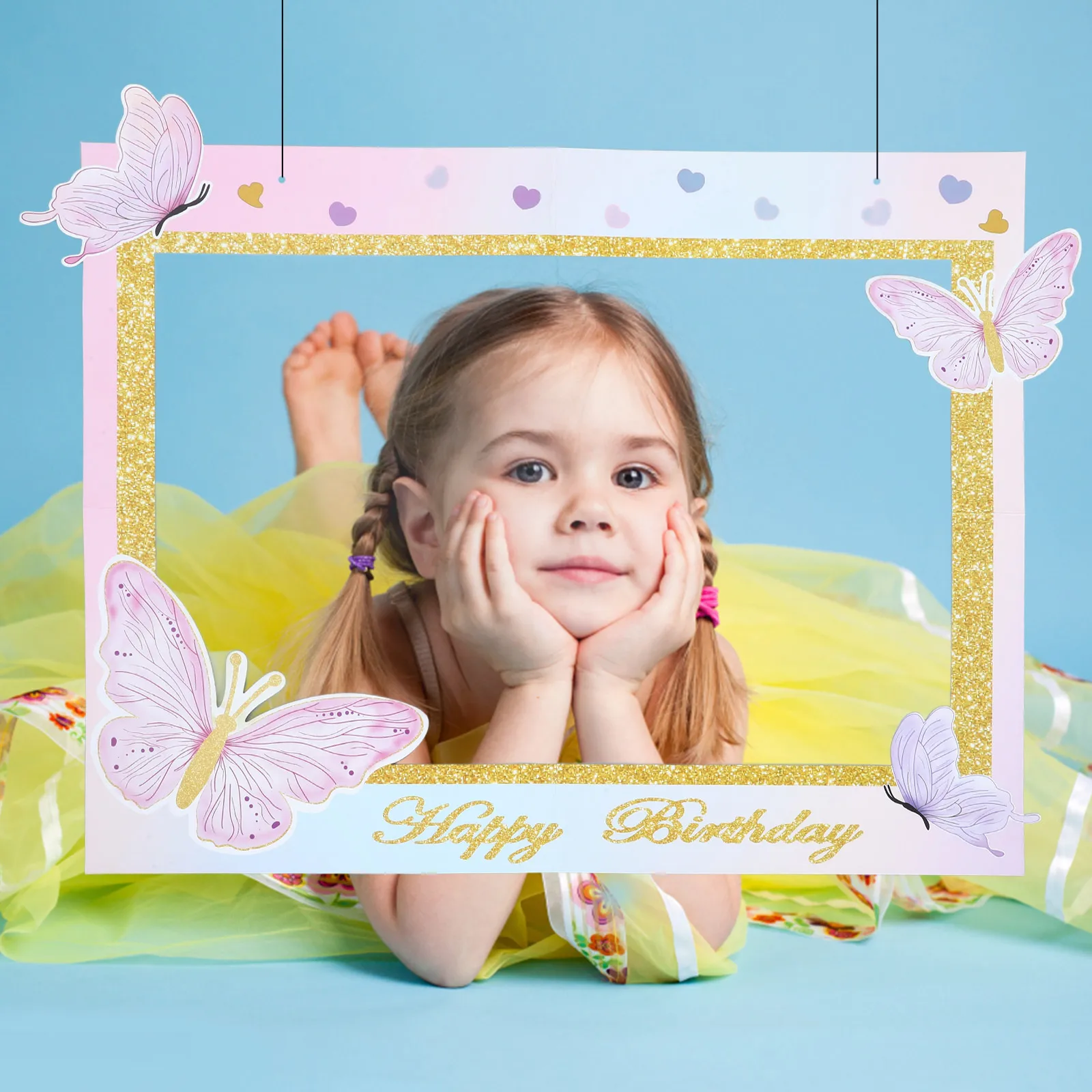 

1pcs Butterfly Photo Frame Birthday Party Prop Reusable Creative Photo Booth Decor Paper Theme Wedding Graduation