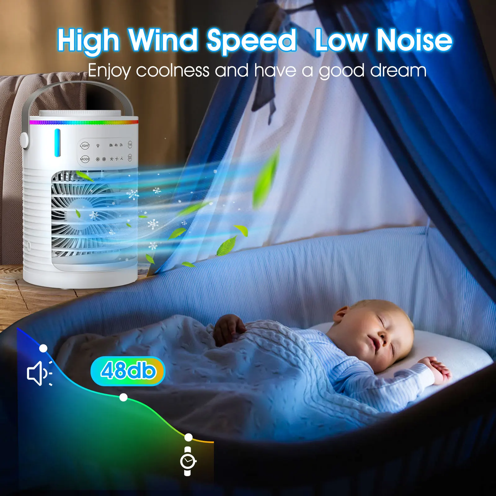 Portable Air Conditioner USB Air Conditioning Fan Mini Air Cooler 600ml Ice Water Air Cooling Fan With Humidifier for Bedroom