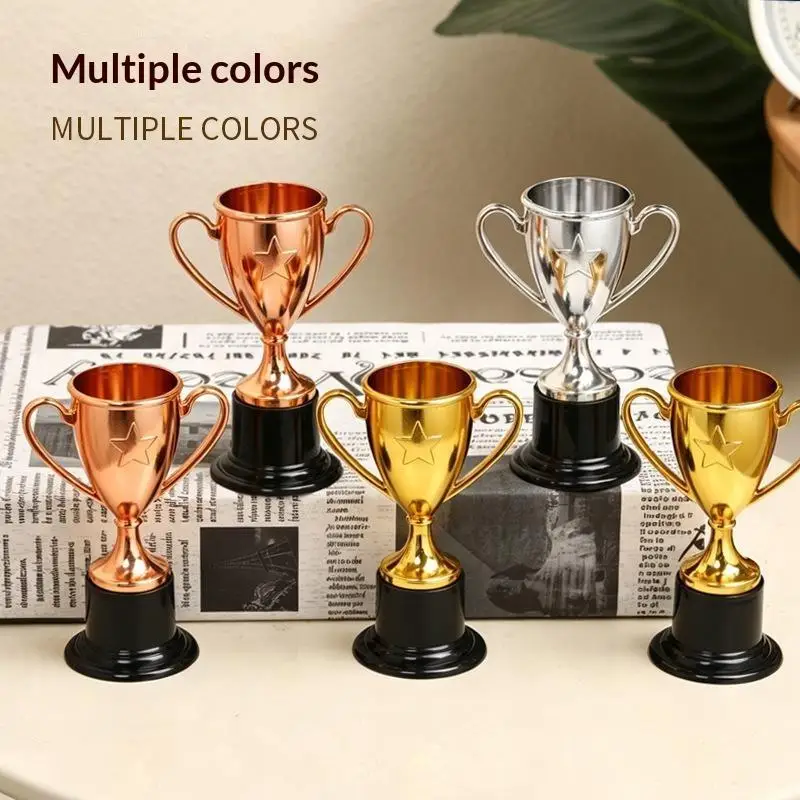 2Pack Golden Mini Trophies With Star Pattern Stable Black Base For Kids Contests