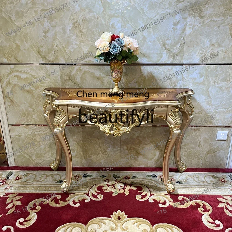 

French solid wood entrance table, European luxury carved decorative table, neoclassical entrance table, aisle table furniture293