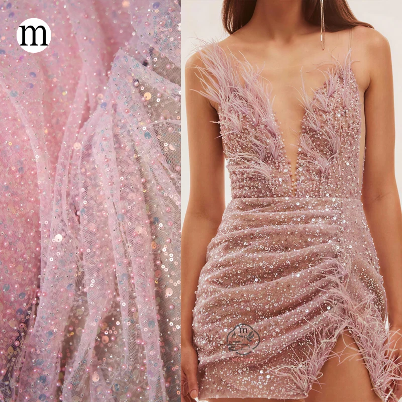 Embroidery Veil - Beyaz Düğün Kristal Boncuklu Kumaş Ağır
