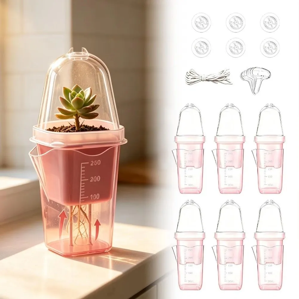 New Plastic Self-Watering Flower Pots Double-Layer Structure Root View Transparent Plant Pots Nursery Pots Succulent Growing