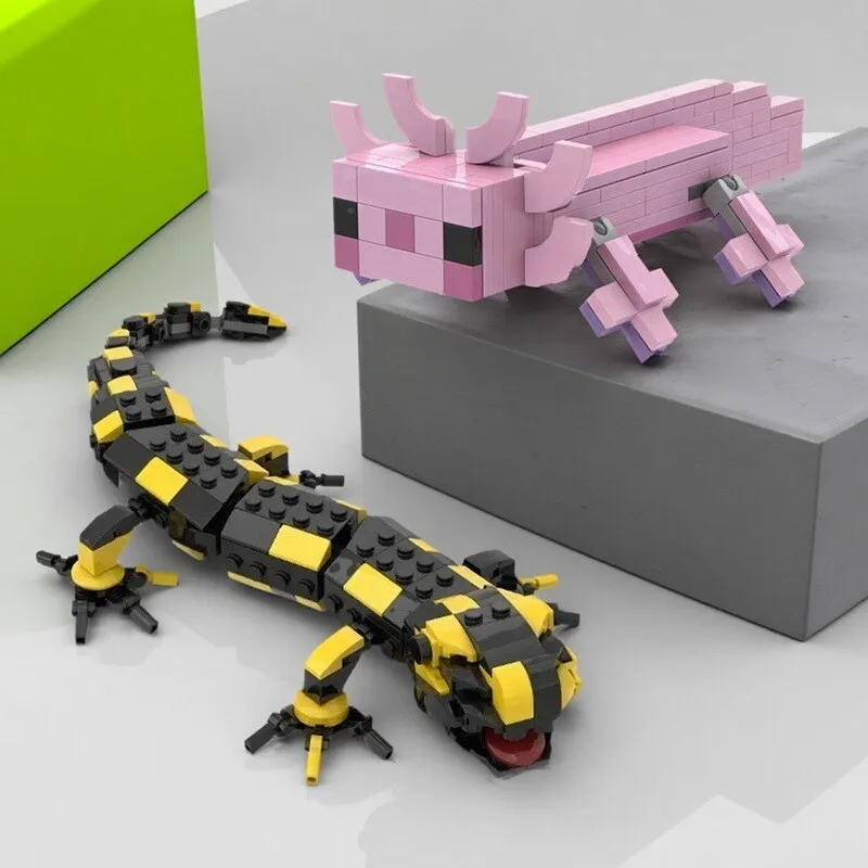 

MOC Creative Cute Pink Amphibian Salamander Building Blocks Reptile Model DIY Children's Assembly Toys Birthday Gift Ornament