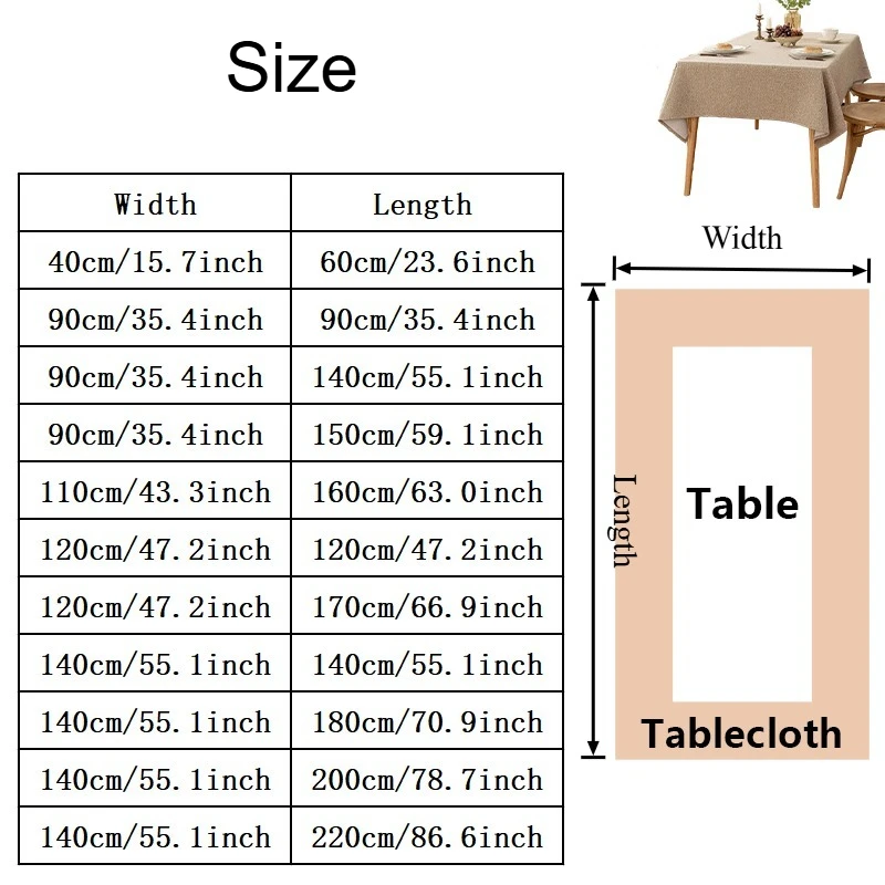 Waterproof and Stain Resistant Cotton Linen Tablecloth Rectangular Dining Table Cloth French Lazy Style Living Room Decoration