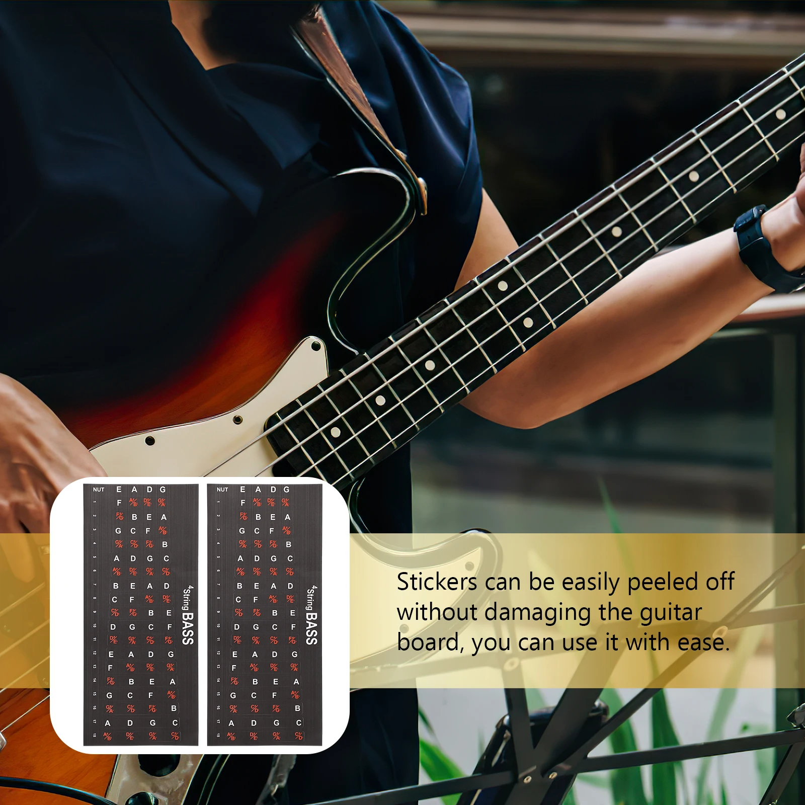 

2Pcs Stickers Guitar Note Stickers Notes Beginner Fretboard Notes Practice Scale Accessories Reusable Guitar Parts