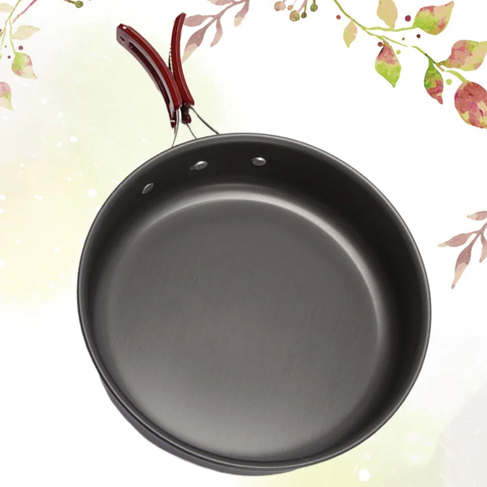 

Outdoor Pan Frying Pan Portable Camping Pot Picnic Frying Pan Outdoor Cooking Ware Cooking Tools for Family (Black)
