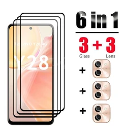 VIVO Y28 유리 강화 유리 VIVO Y28 유리 전체 커버 화면 보호기 카메라 필름 강화 VIVO Y28 4G 필름 용 6 In 1