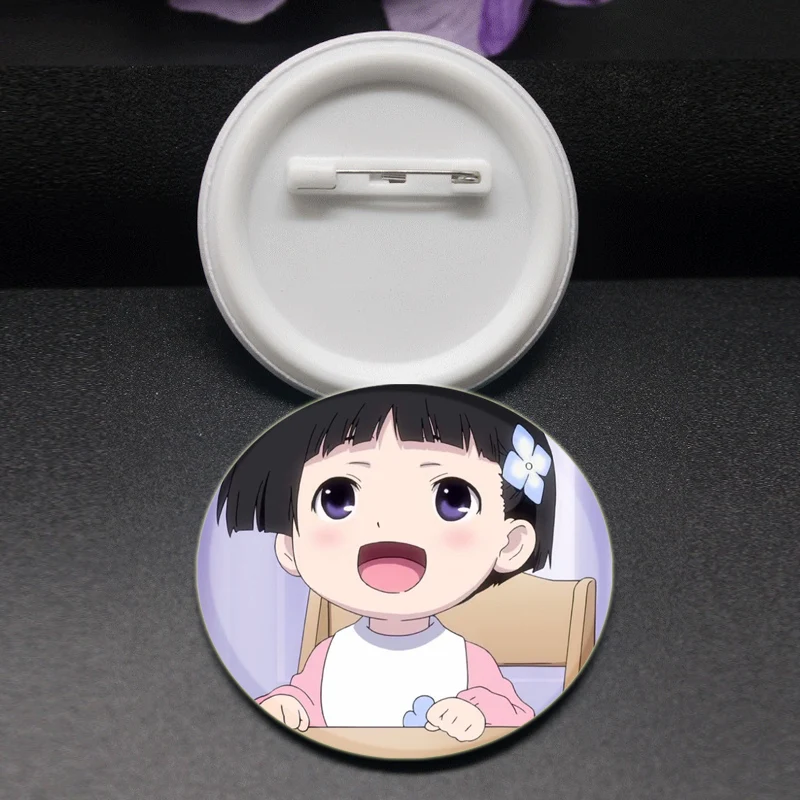 Manga Sanka Rea Furuya Chihiro Pin Round Cartoon Snap-in Brooches for Backpack Cothes Accessories Collection Badge Decoration