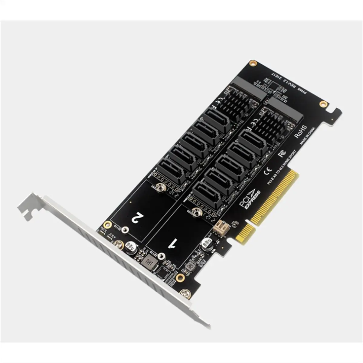 

For PCI-E Sata Expansion Card Dual NVME RAID PCI-E X8 Split Card to SATA 10-Port Adapter Pcie Card J
