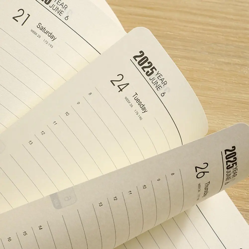 Smooth Writing Journal 2025 Weekly Monthly Planner Notebook with Faux Leather Cover for Office Study Thick Paper Anti-bleed