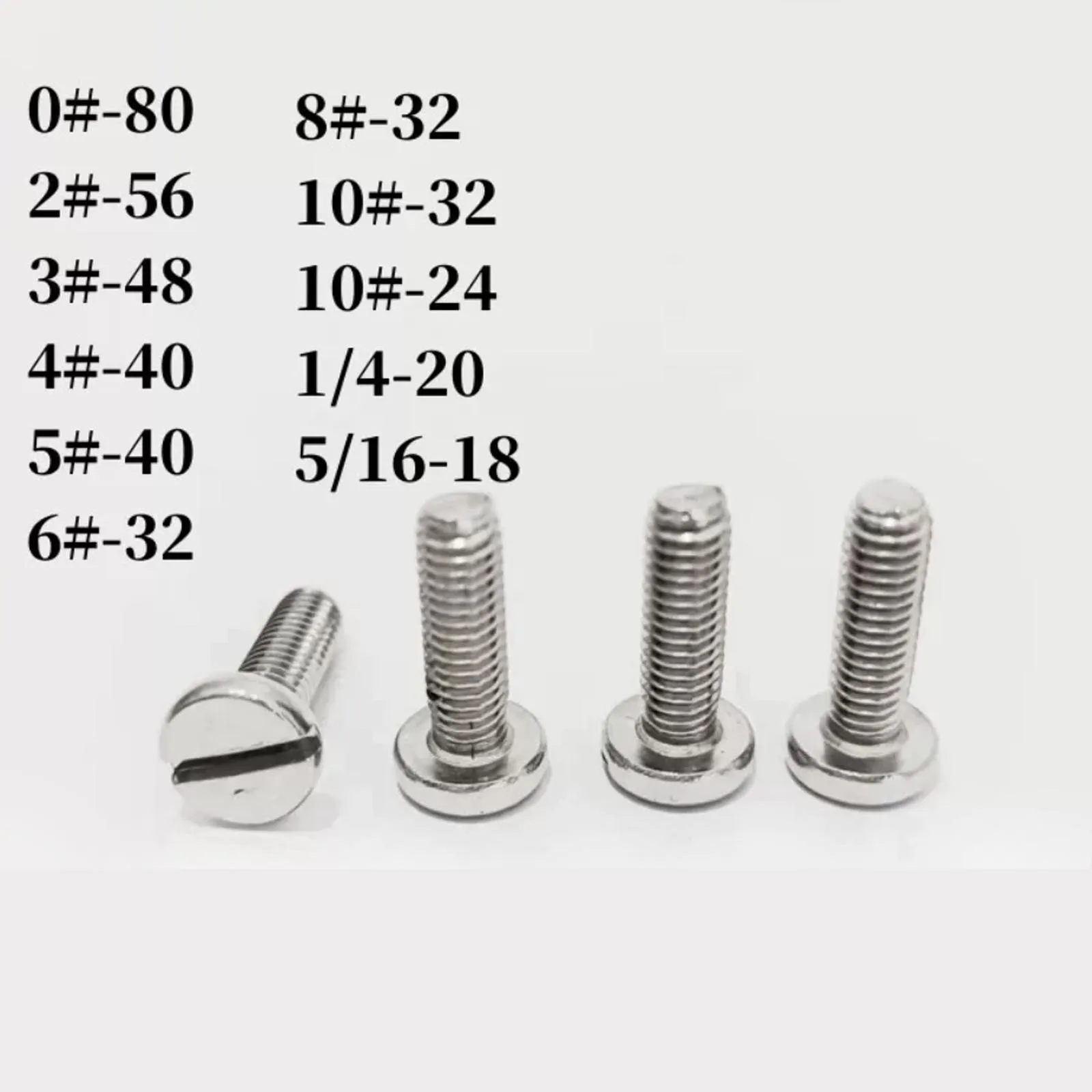 10/50pcs 304 Stainless Steel Pan Head Slotted UNC UNF US Standard 0# 2# 4# 6# 8# 10# 1/4 5/16 Inch Slotted Drive Machine Screws