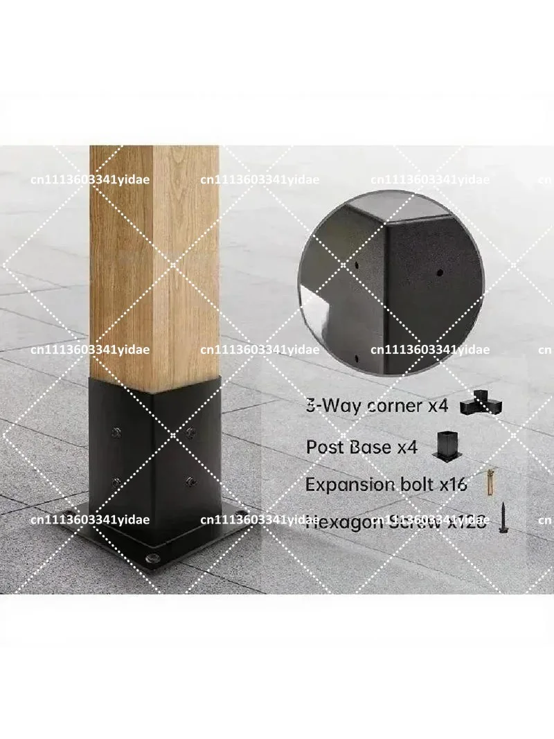 Pergola Wooden Post Bracket, Wood Joinery Kit for Canopy Base, Connector for Outdoor Structure