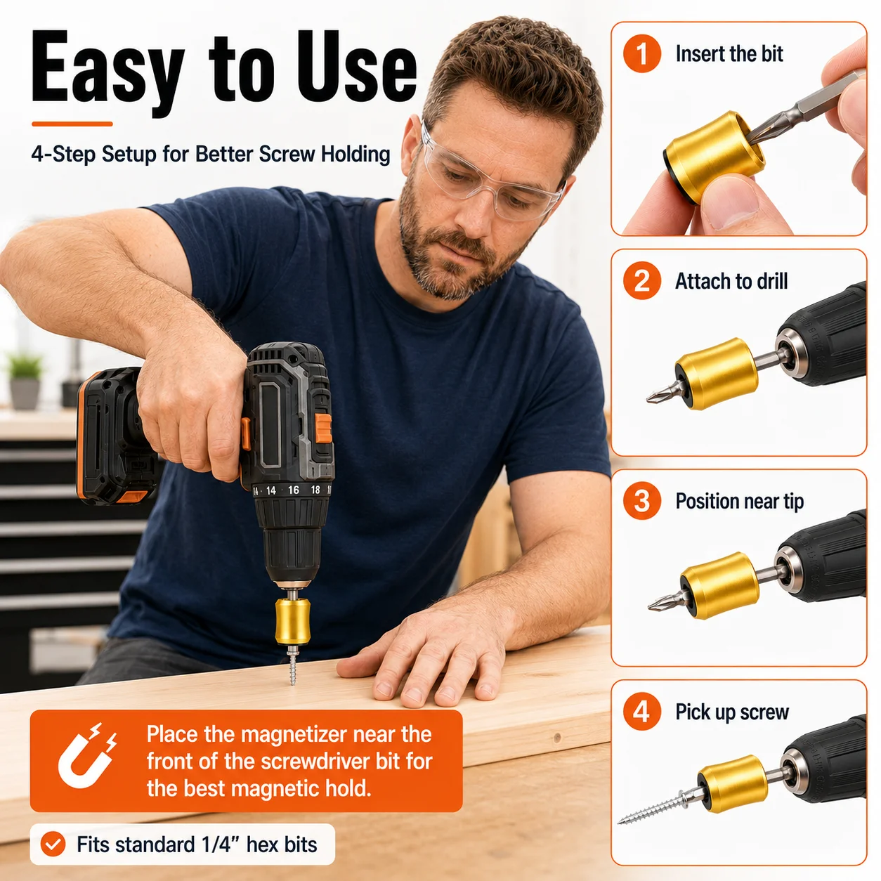 Three-in-One Screwdriver Bit Set with Strong Magnets, Made from Aluminium Alloy, Suitable for Hexagonal Screwdrivers