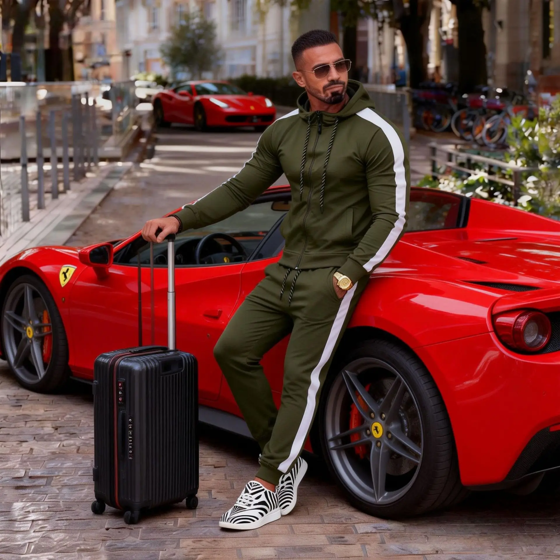 

New Autumn Men's Tracksuit Fashion Side Stripe 2 Piece Set Casual Long Sleeve Jacket and Pants Suit Trendy Streetwear Sweatsuit