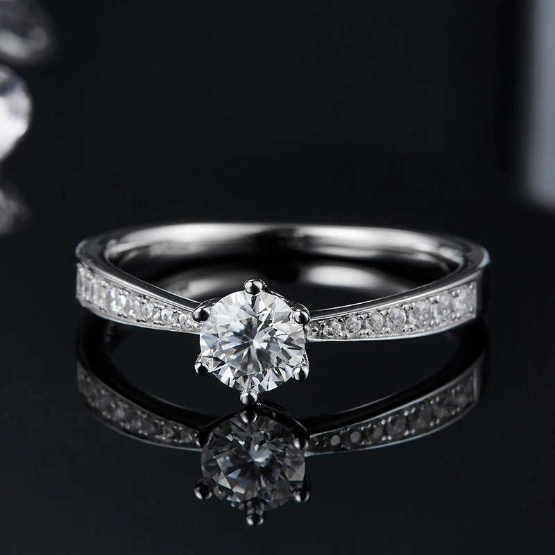 خاتم خطوبة كلاسيكي عالي الجودة من الألماس المزروع بـ 0.5 قيراط، قاعدة من الفضة الإسترليني عيار 925، حرفية رائعة، لابابو