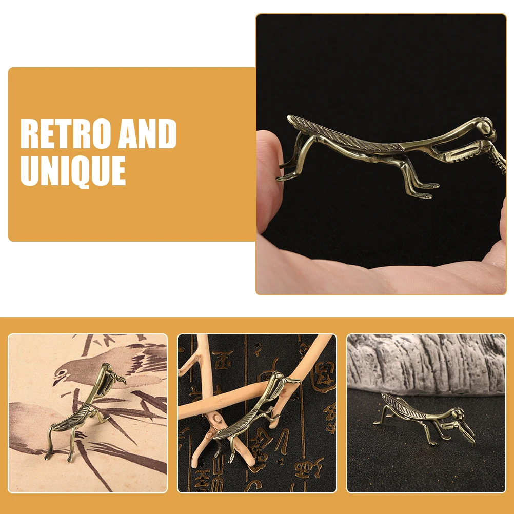 

2pcs Brass Statue Desktop Home Brass Decor Garden Mantis Statue Indoor Tabletop Mantis Decor Sculpture Ornament Craft