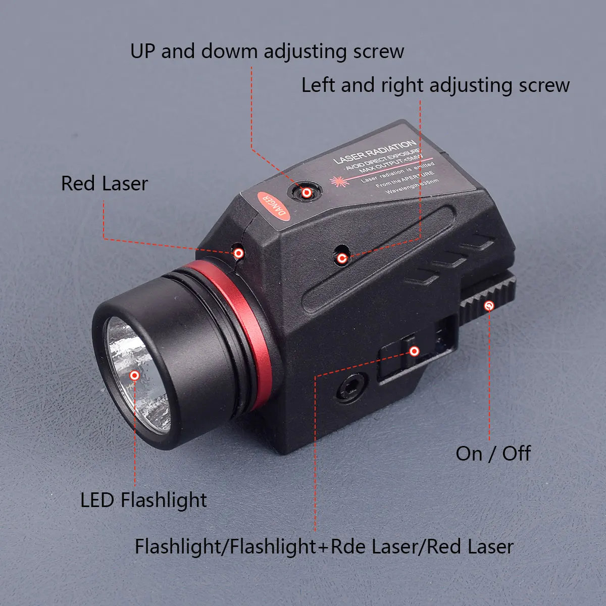 Combo pistola láser rojo y verde con linterna LED recargable para AR15 - imagen 5