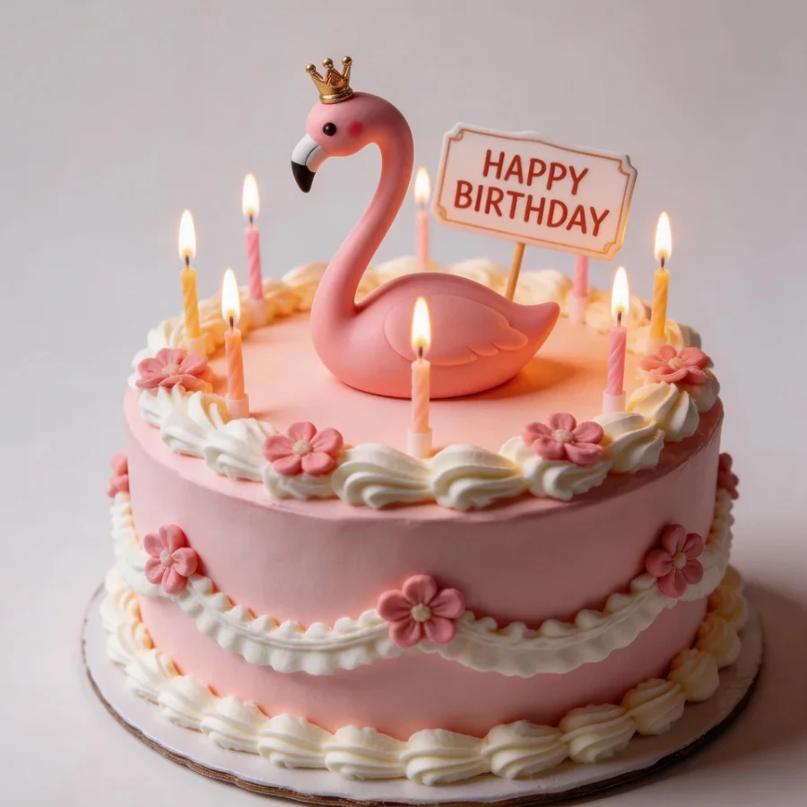Cartoon-Krone Rosa Flamingo Kuchendekoration Niedliches Flamingo-förmiges Ornament Geburtstagsfeier Backzubehör – Detail 4