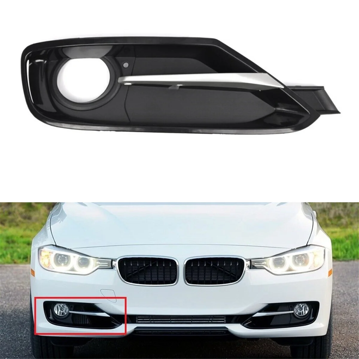 Car Front Right Side Bumper Fog Light Grille Trim Cover for BMW 3 Series F30 F31 2012-2015 51117293106, 51117300740