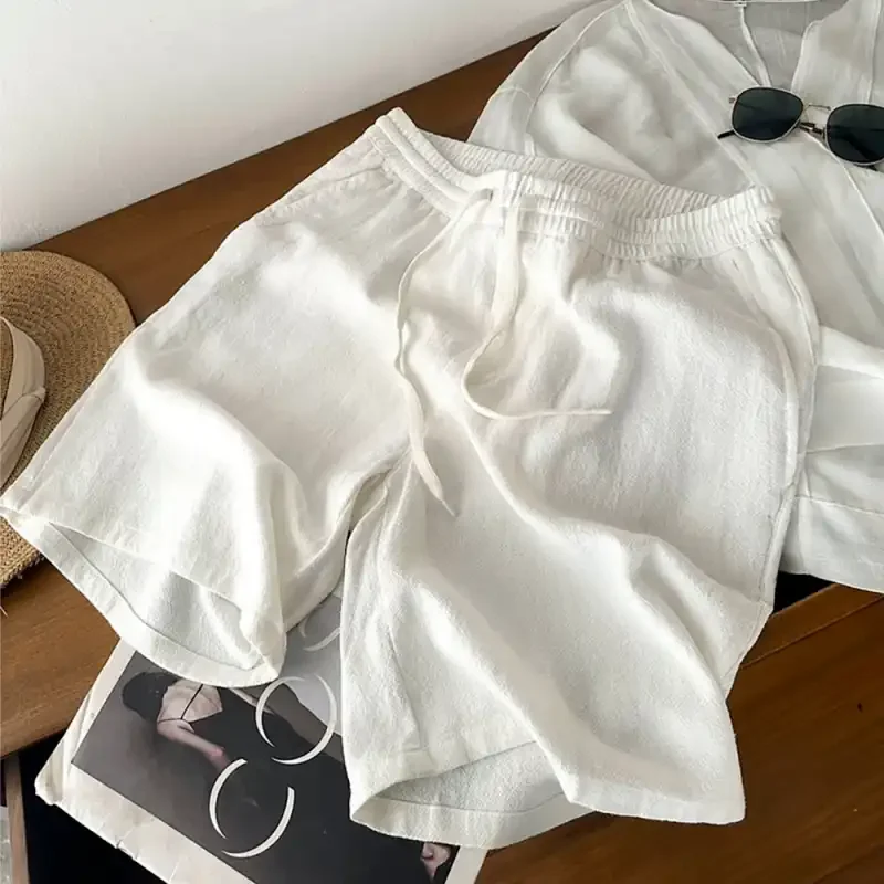 

Couple Casual Linen Viscose Shorts Elastic Drawstring Waist Loose Slim Fit Daily Beach Vacation Short Pants Multi Sizes