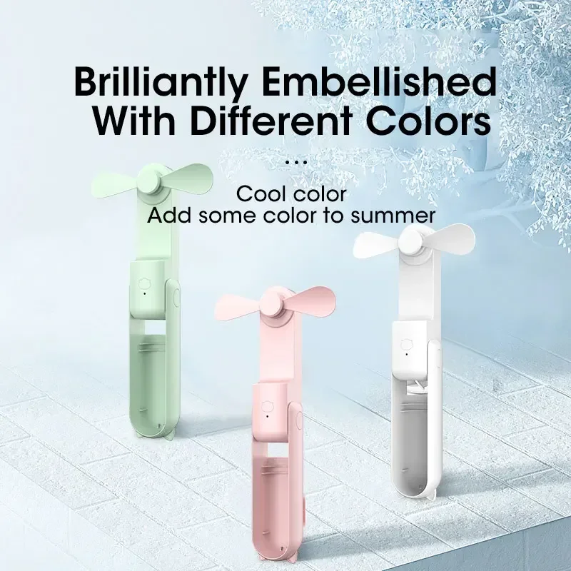 2000mAh Type-C Rechargeable Portable Handheld Fan 3 Speed Foldable Pocket Mini Travel Fan Outdoor Cooling Tool High Speed Fan