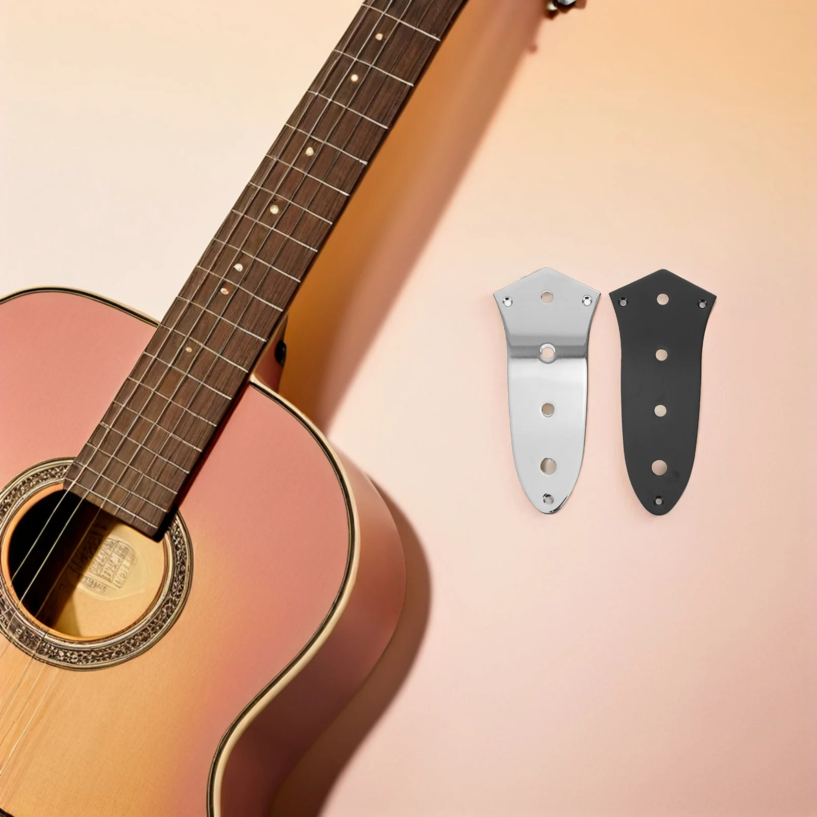 

2Pcs Stylish Dual Color Chrome Black Electric Bass Guitar Truss Rod Cover Plates Protection and Stability Enhancer