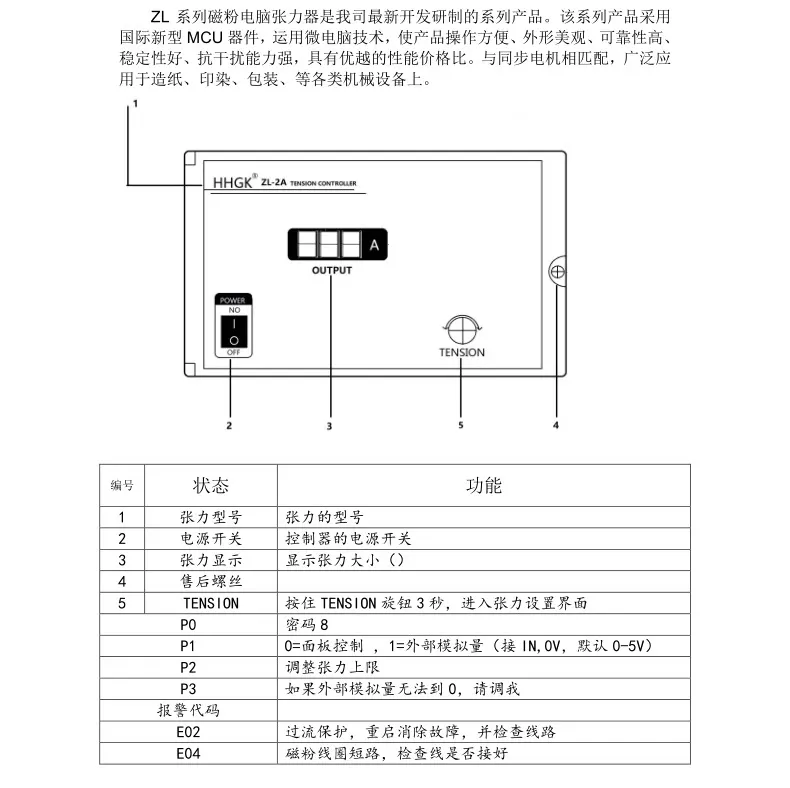 HHGK ZL-3A  Tension Controller Magnetic Powder Brake Manual Tension Controller