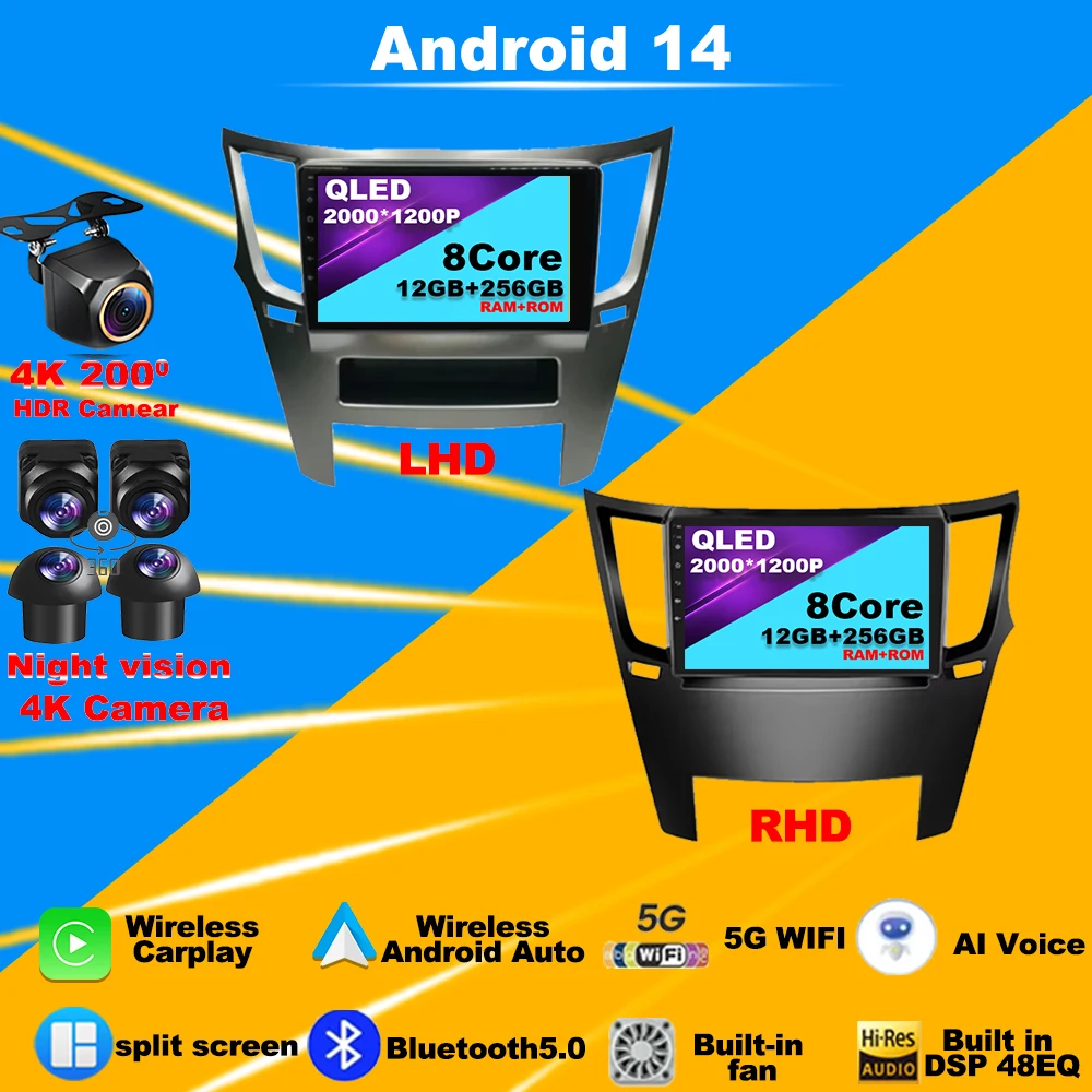 

2 Din Android 14 Car Radio For Subaru Outback 4 Legacy 5 2009 - 2014 Multimedia Video Navigation Player GPS 4G Carplay Auto