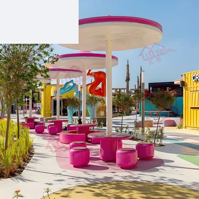 

Индивидуальный зонтик из стекловолокна в форме беседки, комбинация сидений для улицы, антикоррозийная, светящаяся, защита от солнца, защита от дождя, галерея