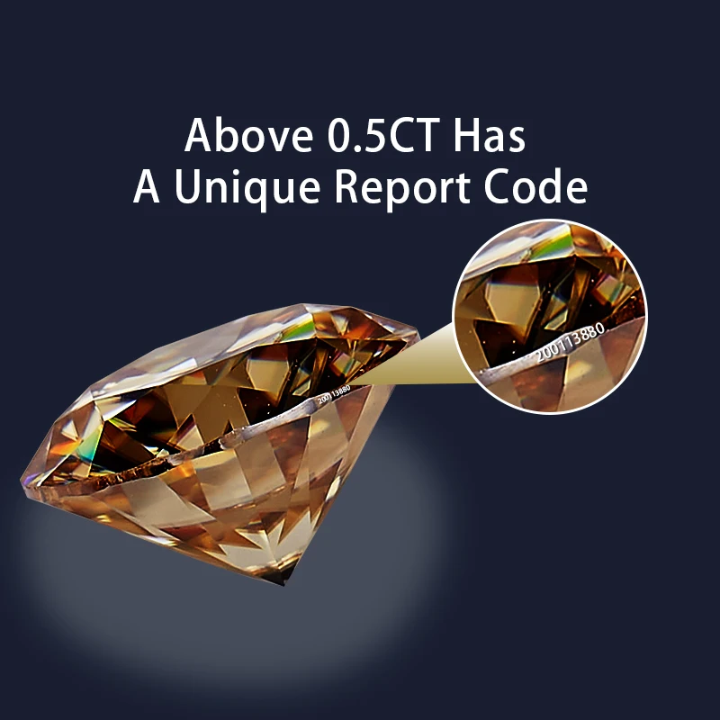 Loose Moissanite Champagne Color Rpund Brilliant Cut 6.5MM  1.0CT  Color VVS1 Gemstone for Making Engagement ewelry